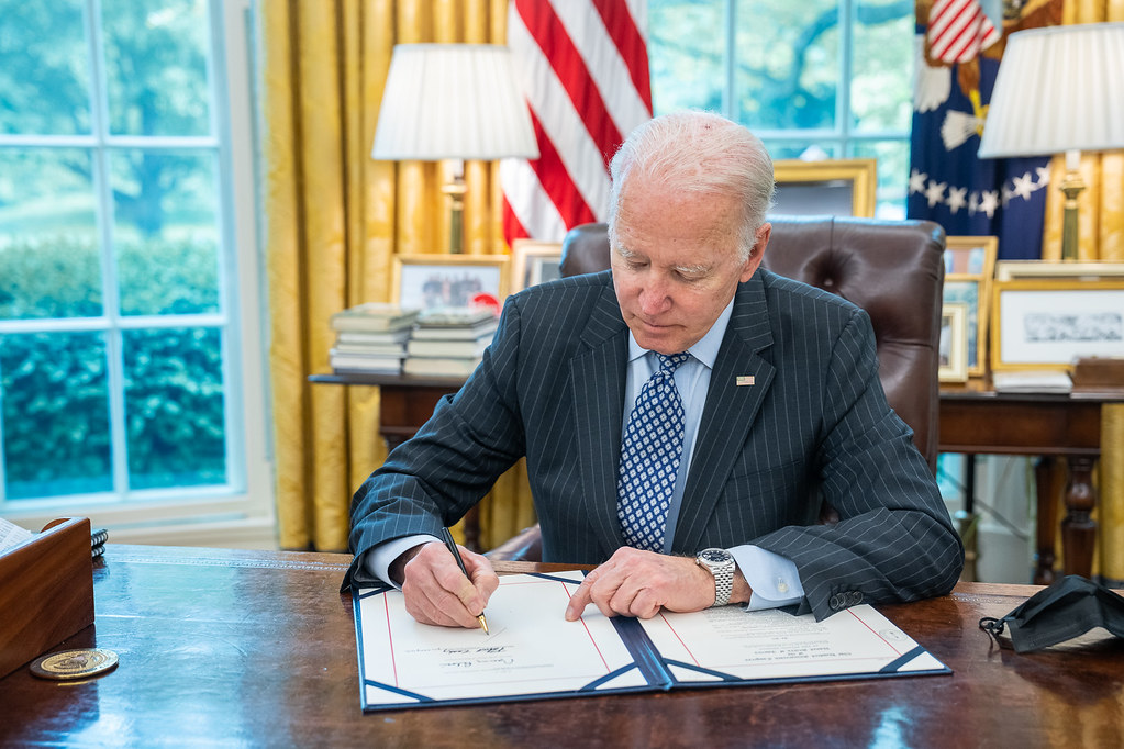 President Biden in the Oval Office in May 2022 Signing an Executive Order (Adam Schultz | White House photo)