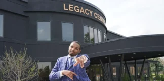 Jay Morrison Awarded for Uplifting His Community Jay Morrison Standing Outside the Legacy Center