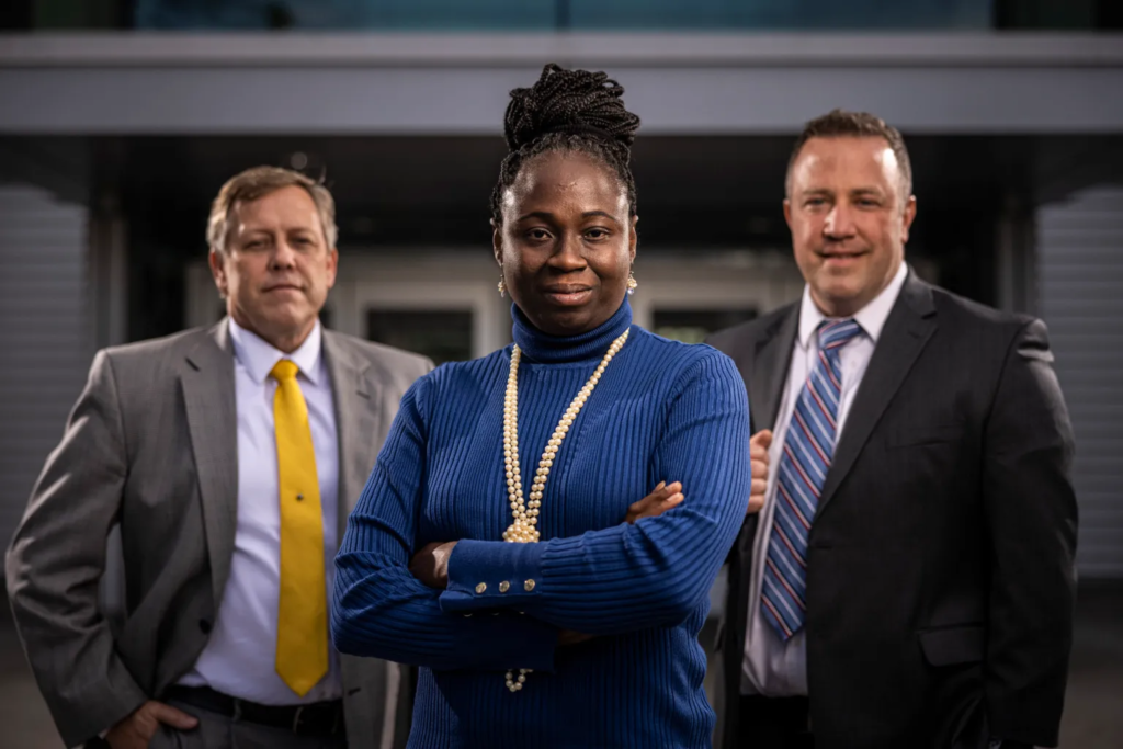 Christabel Agbonkonkon, center, with Co-Founders Dr. Greg Anderson, left, and Dr. Mark Keith (Photography by Nate Edwards/BYU)