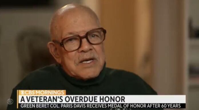Paris Davis is Awarded for Bravery After 60 Years
