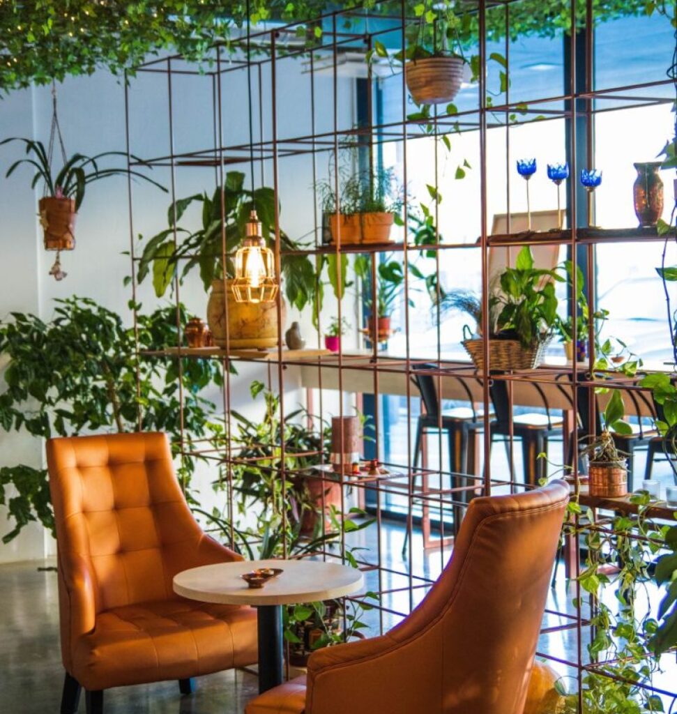 Interior design using greenery